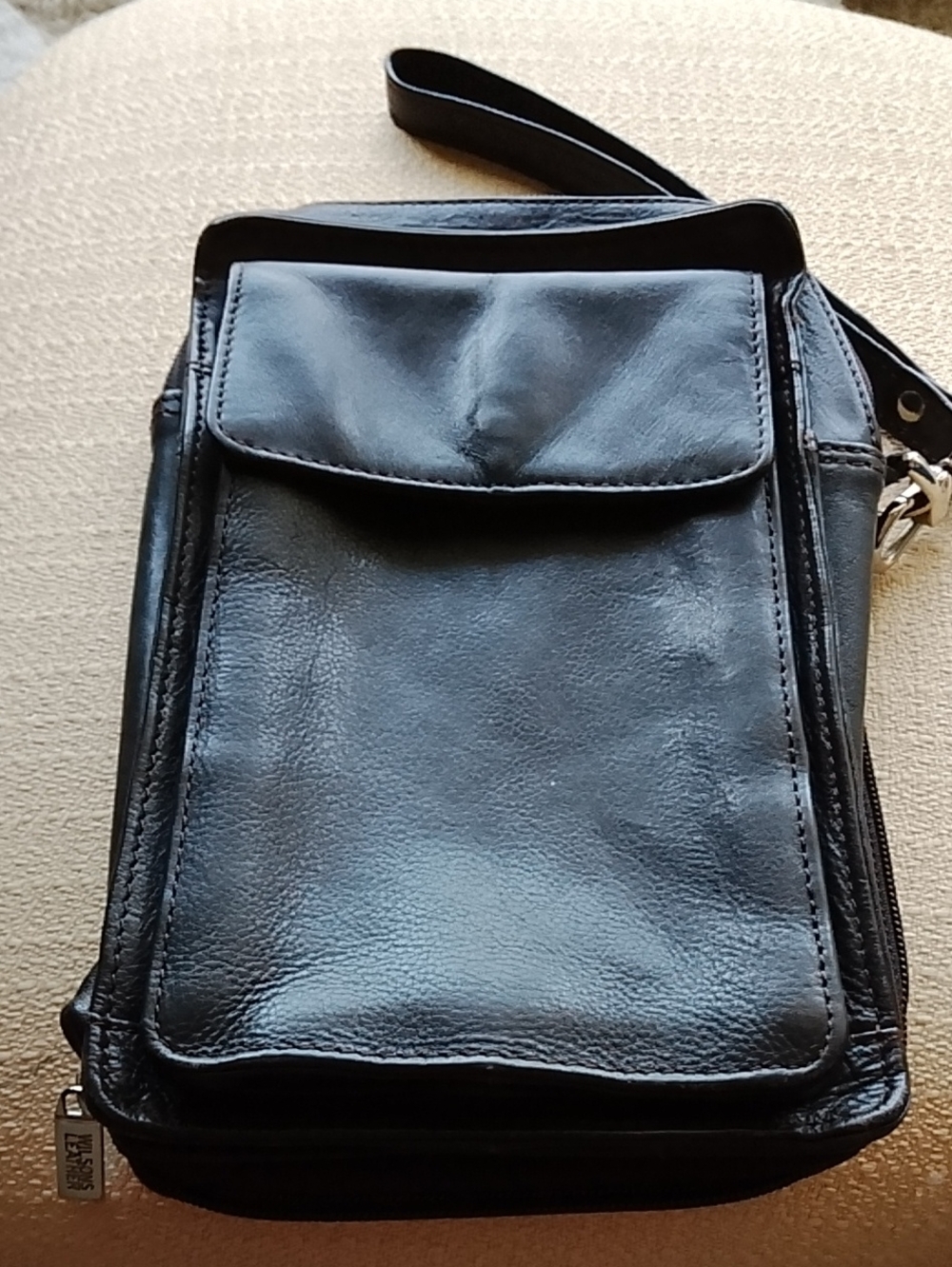 Wilson's Leather Wrist Crossbody Organizer Bag - Black